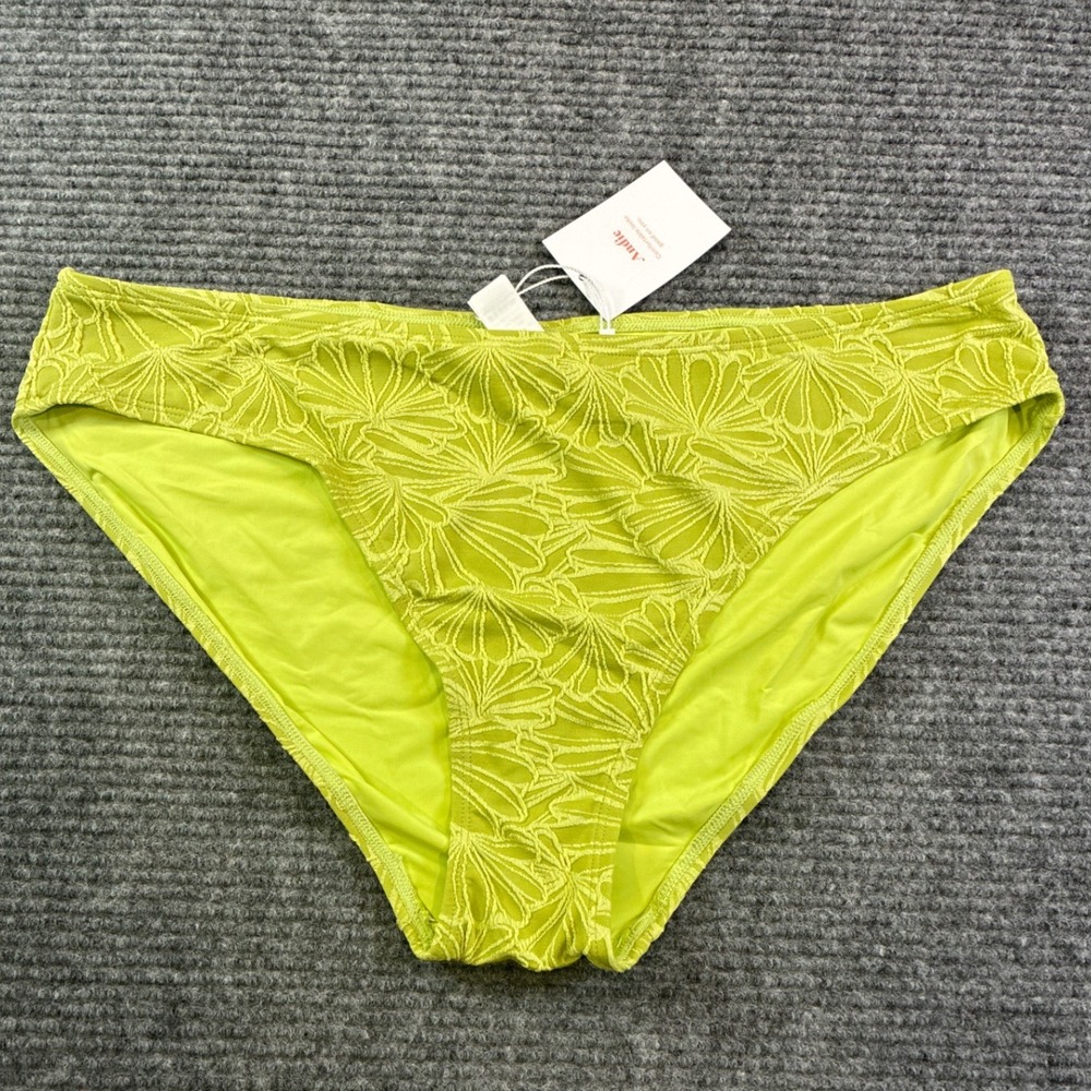 Andie Swim The Bikini Bottom Daiquiri Lime Green Floral Jacquard XL AB456-DAIQ